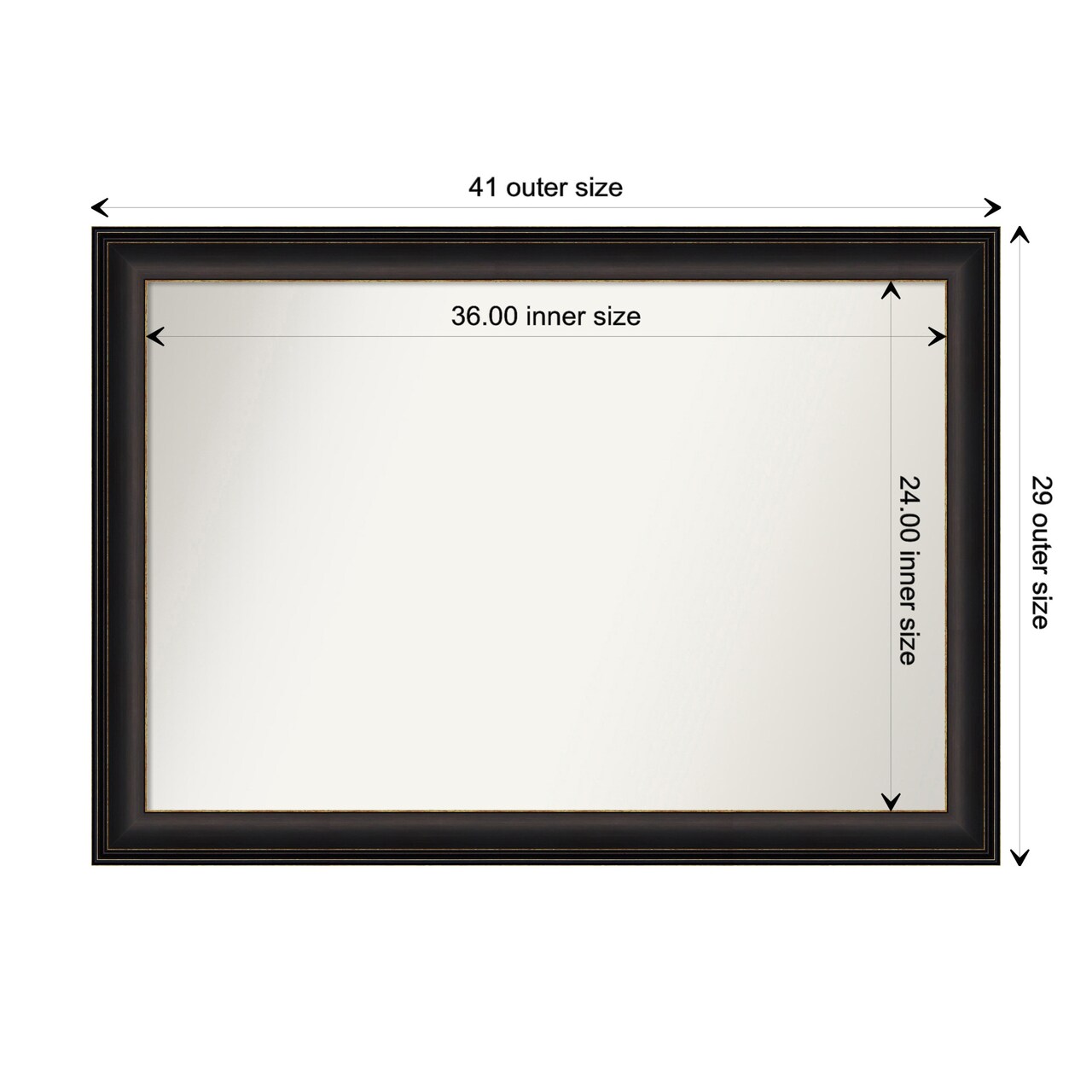 Amanti Art Non-Beveled Wall Mirror, Trio Oil Rubbed Bronze Frame